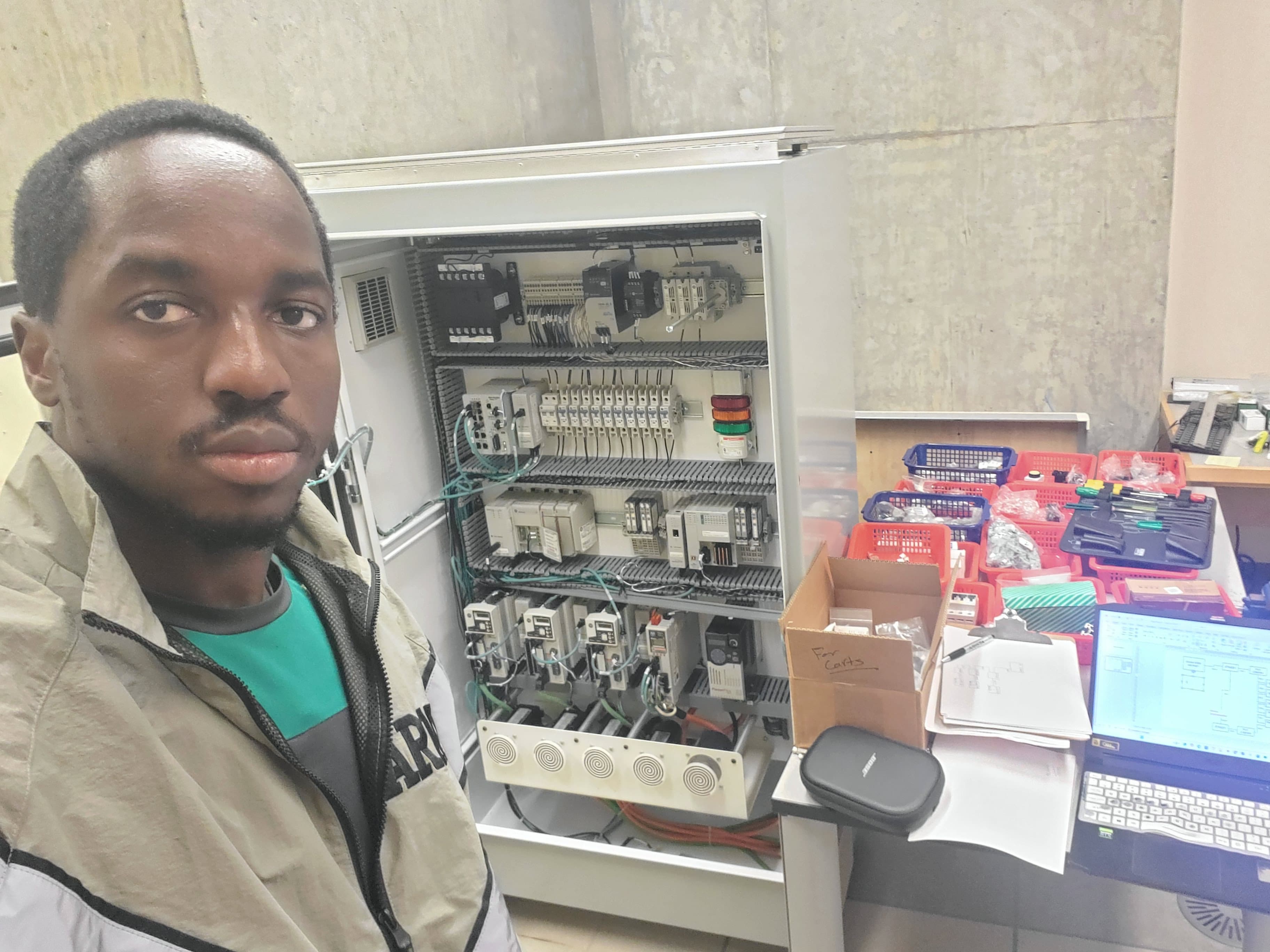 Built PLC control panel for the conveyor system